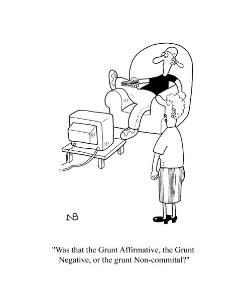 'Was that the grunt affirmitave, the grunt negative, or the grunt Non-commital?'