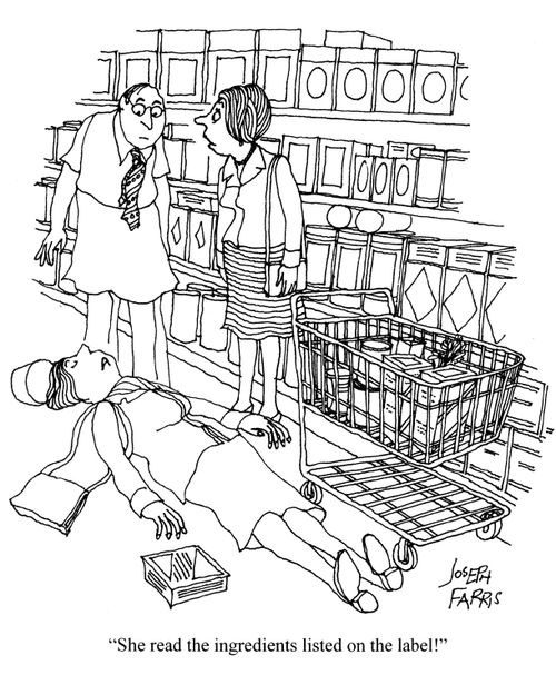 'She read the ingredients listed on the label.'