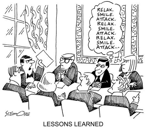 Lessons learned: 'Relax, smile, attack.'