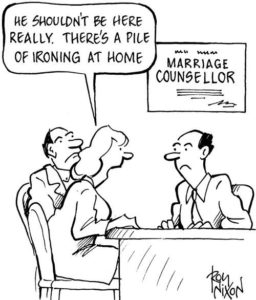 'He shouldn't be here really. There's a pile of ironing at home.'