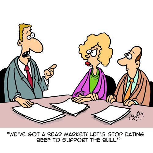 "We've got a bear market! Let's stop eating beef to support the bull!"