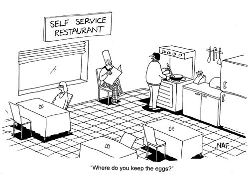 Self Service Restaurant: 'Where do you keep the eggs?'