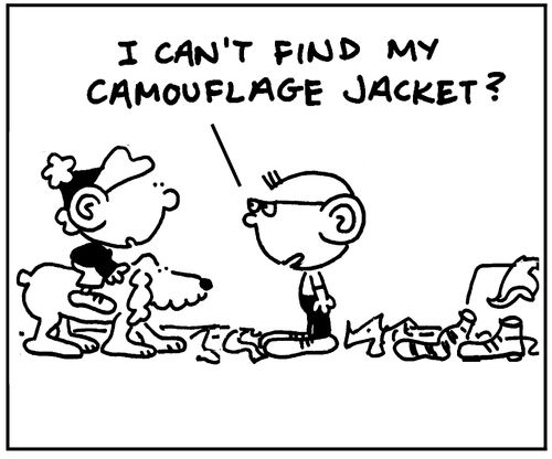 'I can't find my camouflage jacket.'
