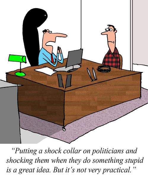 "Putting a shock collar on politicians and shocking them when they do something stupid is a great idea. But it's not very practical."