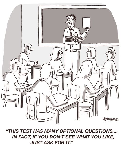 "This test has many optional questions...in fact, if you don't see what you like, just ask for it.