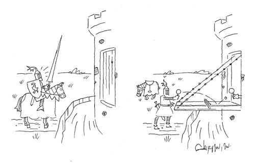 Knight Using Draw-Bridge to Play Ping Pong.
