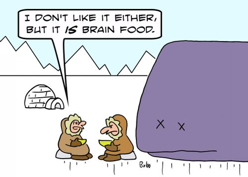 'I don't like it either, but it IS brain food.'