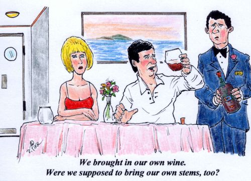 'We brought in our own wine. Were we supposed to bring our own stems, too?'