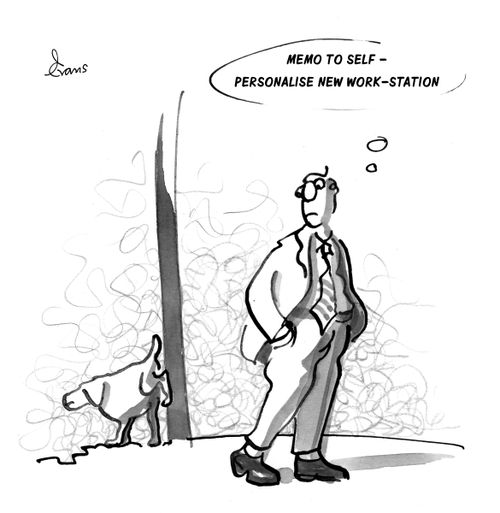 "Memo to self - personalise new work-station."