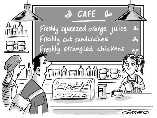 Cafe Menu: Freshly Strangled Chickens