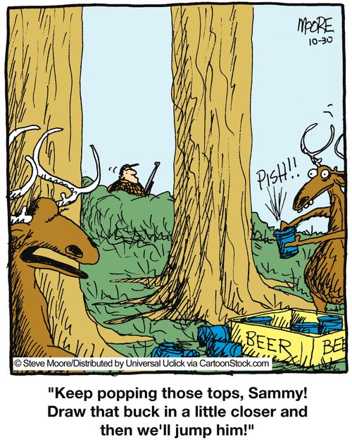 'Keep popping those tops, Sammy! Draw that buck in a little closer and then we'll jump him!'