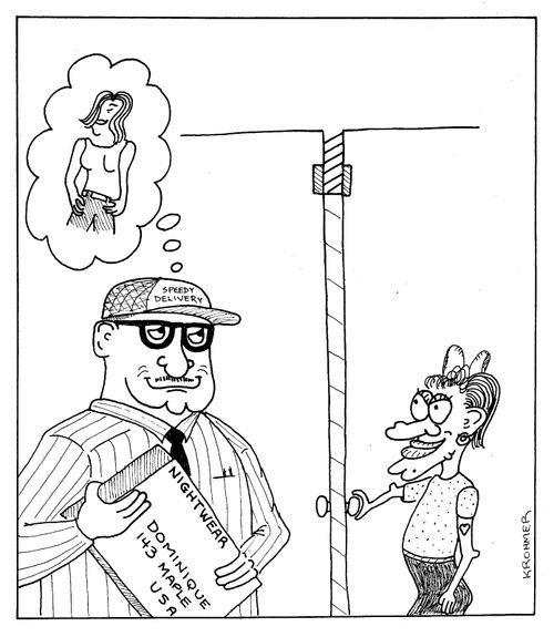 Delivery Man fantasises of recipient of Lingerie