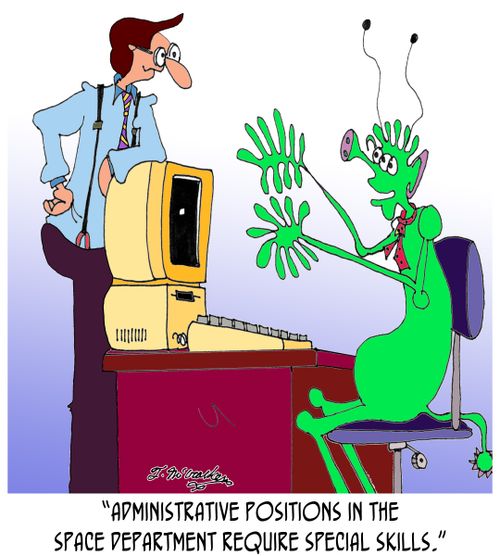 'Administrative positions in the Space Department require special skills.'