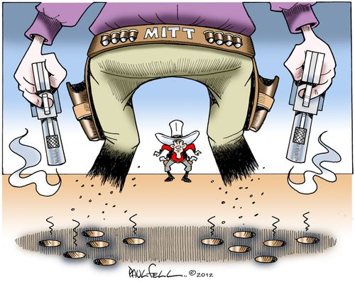 Mitt shoots off his own feet.
