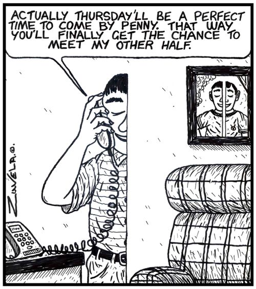 'Actually thursday'll be a perfect time to come by Penny. That way you'll finally get the chance to meet my other half.' 