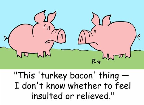 'This 'turkey bacon' thing -- I don't know whether to feel insulted or relieved.'
