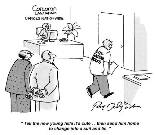 'Tell the new young fella it's cute.. then send him home to change into a suit and tie.'