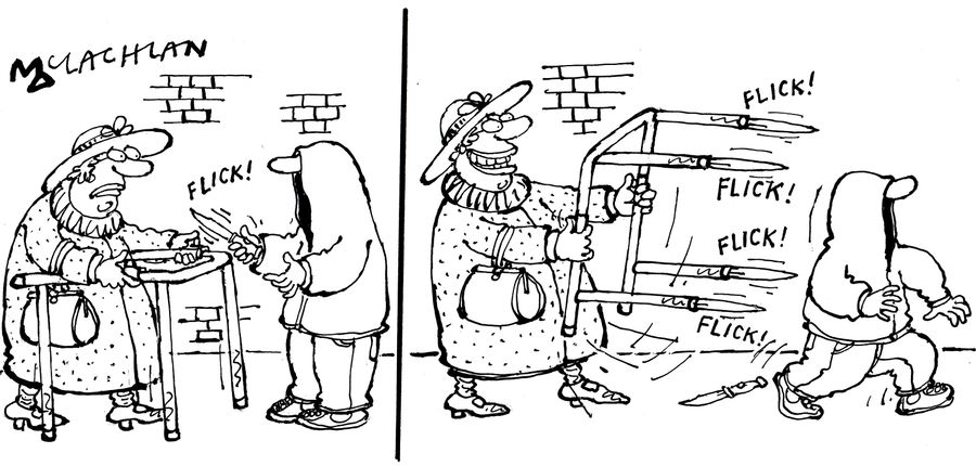 Grandma scaring mugger away