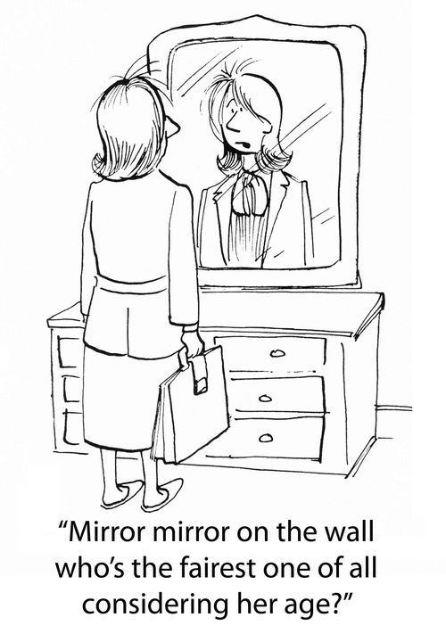 'Mirror mirror on the wall who's the fairest one of all considering her age?'