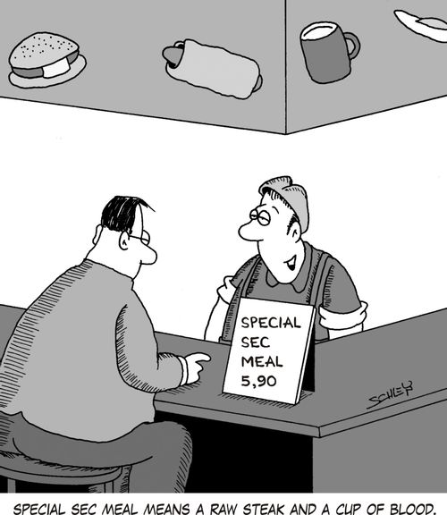"Special SEC meal means a raw steak and a cup of blood."
