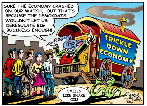 "Sure, the economy crashed on our watch. But that's because the Democrats wouldn't let us deregulate big business enough!"