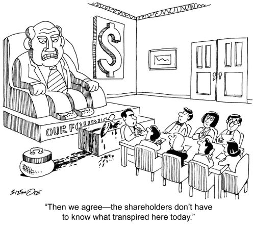 Boardroom sacrifice - 'Then we agree - the shareholders don't have to know what transpired here today.'