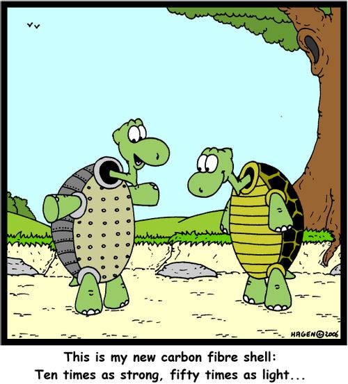 'This is my new carbon fibre shell: Ten times as strong, fifty times as light...'