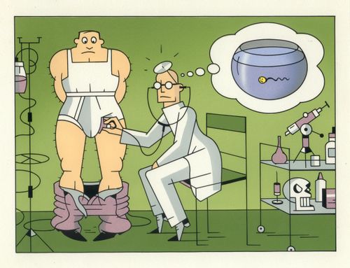 Doctor checking a man's testicle to find out about fertility problems.