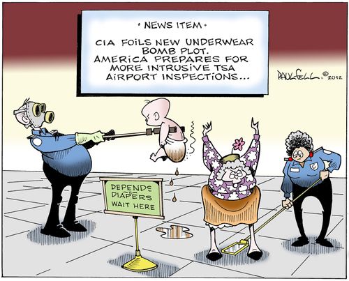 CIA foils new underwear bomb plot. America prepares for more intrusive TSA airport inspections...