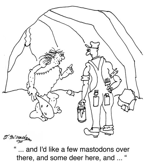 ' ... and I'd like a few mastodons over there, and some deer here, and ... '