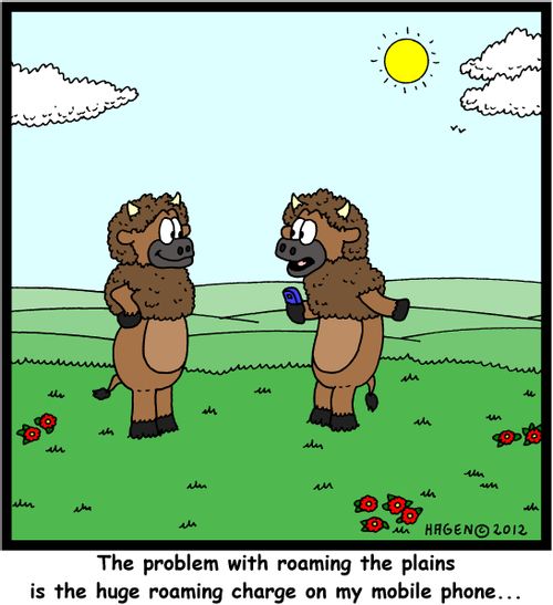 'The problem with roaming the plains is the huge roaming charge on my mobile phone...'