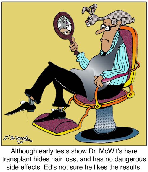 Although early tests show Dr. McWit's hare transplant hides hair loss, and has no dangerous side effects, Ed's not sure he likes the results.