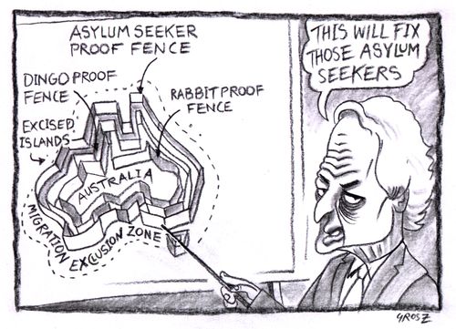 Asylum-seeker proof fence for Australia.
