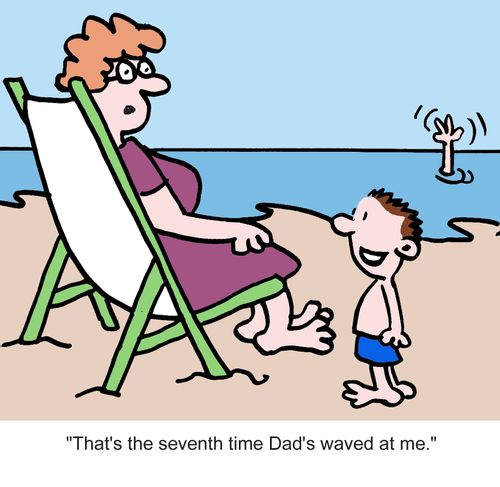"That's the seventh time Dad's waved at me."