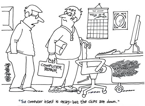 'The computer itself is okay but the chips are down.'