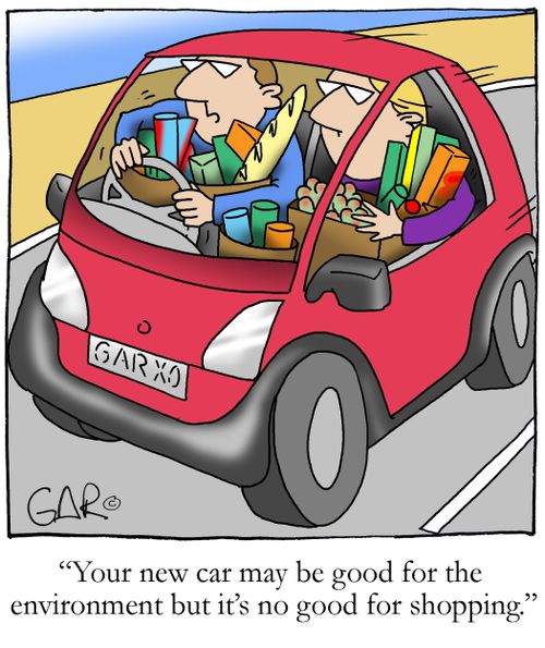 Your new car may be good for the environment but it's no good for shopping.