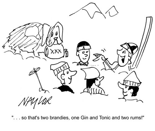 '. . .So that's two brandies, one Gin and Tonic and two rums!'