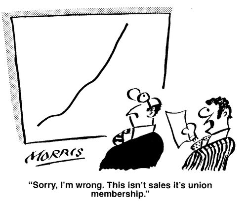 "Sorry, I'm wrong. This isn't sales it's union membership."