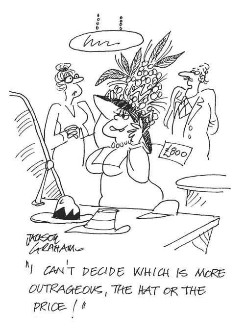 "I can't decide which is more outrageous, the hat or the price?"