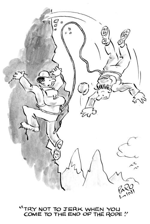 'Try not to jerk when you come to the end of the rope.'