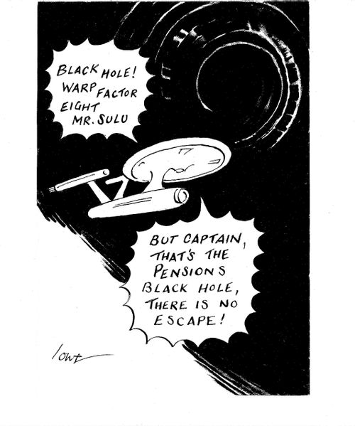 Escaping Black Hole - '..But captain that's the pensions black hole there is no escape!'