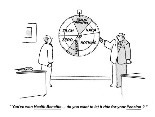 'You've won health benefits... do you want to let it ride for your pension?'