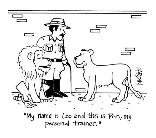 'My name is Leo and this is Ron, my personal trainer.'