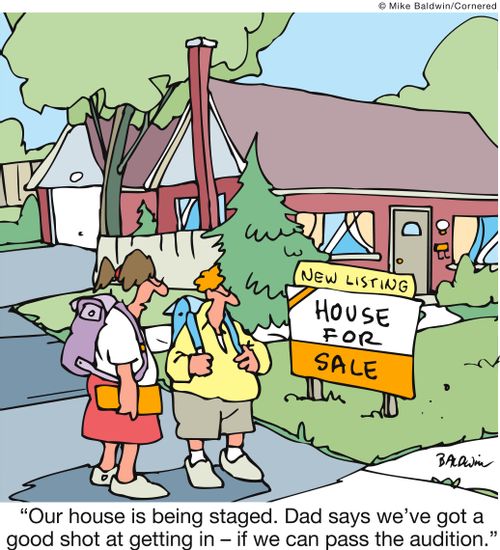 'Our house is being staged. Dad says we've got a good shot at getting in - if we can pass the audition.'