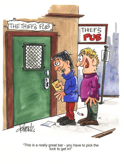 'This is a really great bar - you have to pick the lock to get in!'