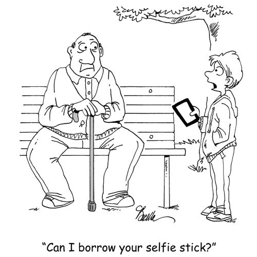 "Can I borrow your selfie stick?"