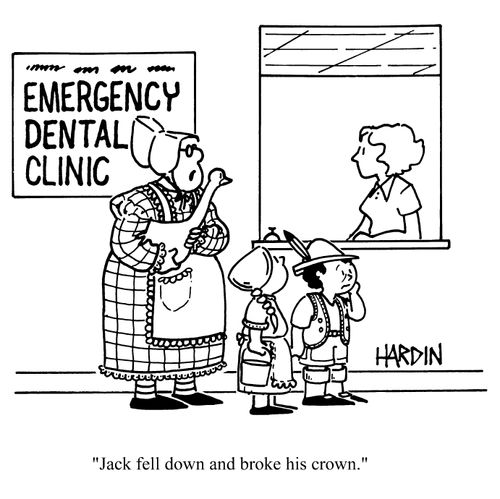 'Jack fell down and broke his crown.'