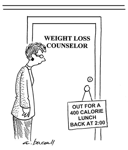 Weight Loss Counselor, out for a 400 calorie lunch.