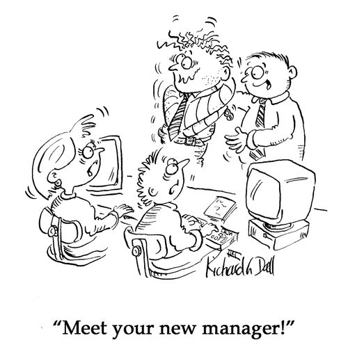 "Meet your new manager!"