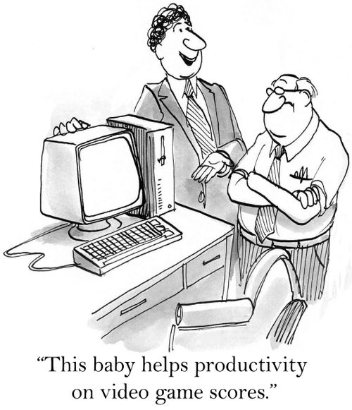 'This baby helps productivity on video game scores.'